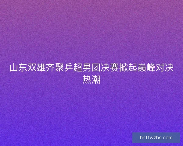山东双雄齐聚乒超男团决赛掀起巅峰对决热潮 山东双雄齐聚乒超男团决赛掀起巅峰对决热潮